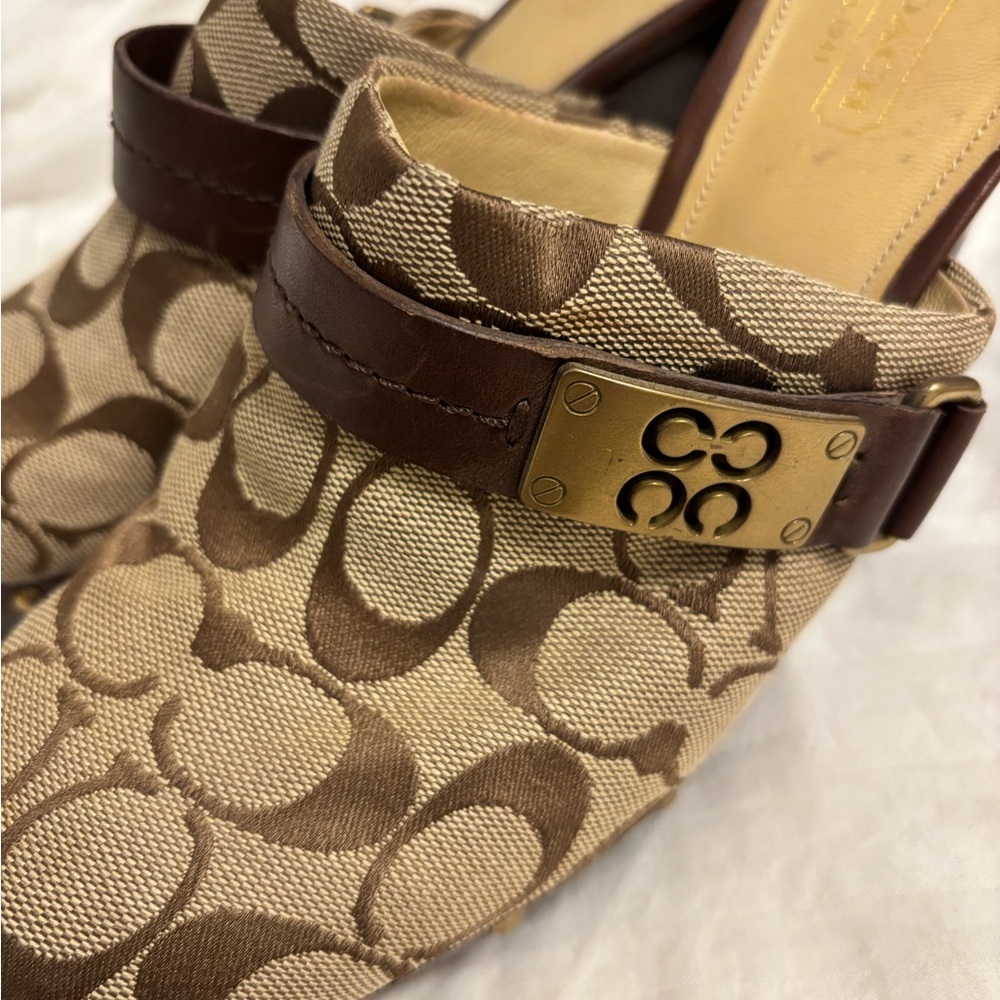 Coach Women's 7.5 Signature Heeled Mules - Picture 2 of 6